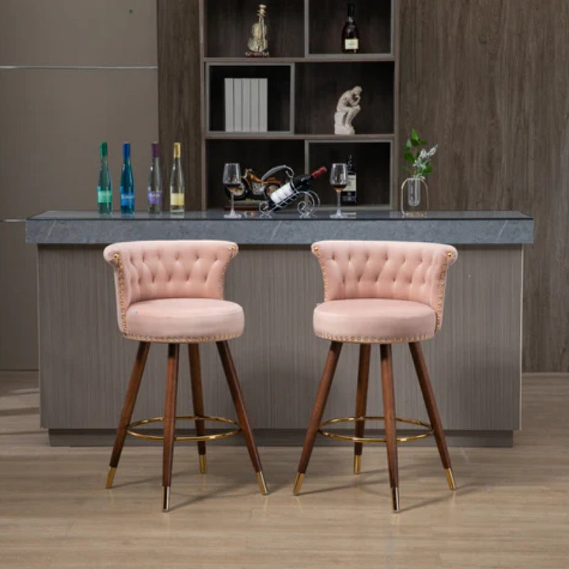 COOLMORE Swivel Bar Stools with Backrest Footrest ,with a fixed height of 360 degrees-海智集-Default-