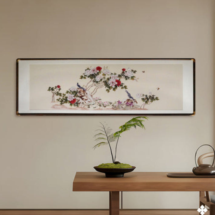 3D Floral Embossed Wall Decor - New Chinese Style Handmade Texture Art-海智集-