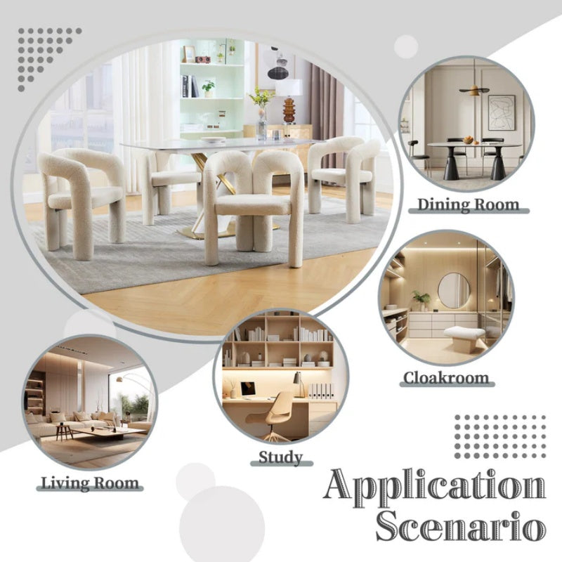 COOLMORE Contemporary Designed Velvet Fabric Upholstered Accent/Dining Chair Beige Teddy Armchair Set of 2-海智集-Default-