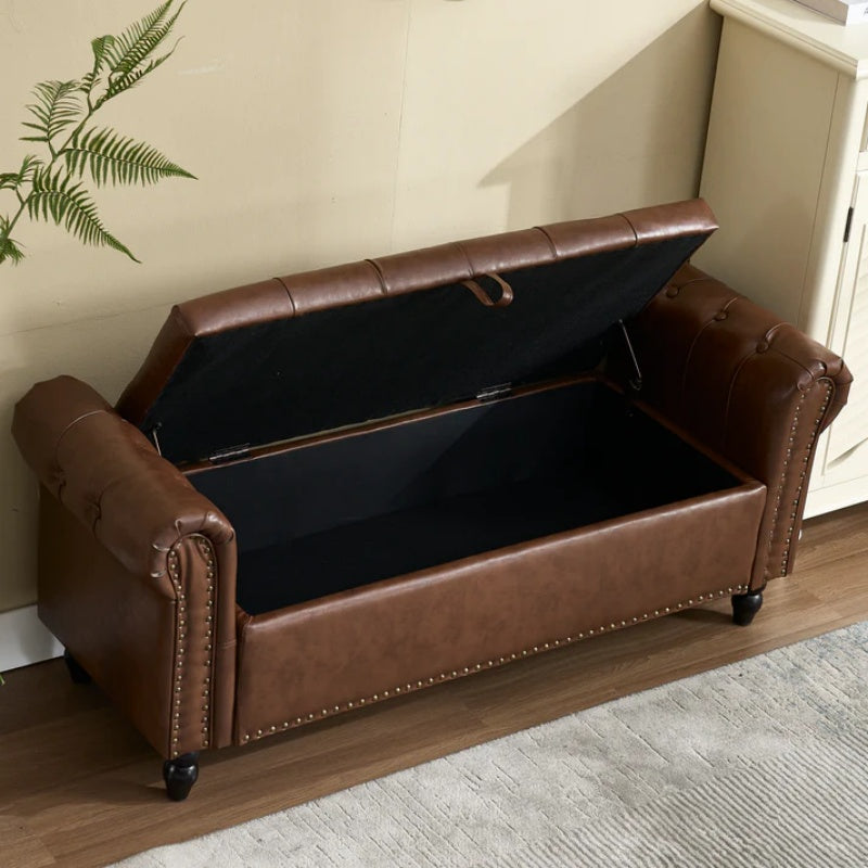 Coolmore Storage Ottoman 55.12 Inches Upholstered Fabric Storage Ottoman Bench,Button Tufted Ottoman with Storage for Living Room,Bedroom End of Bed Bench Withstands 275lbs-海智集-Default-