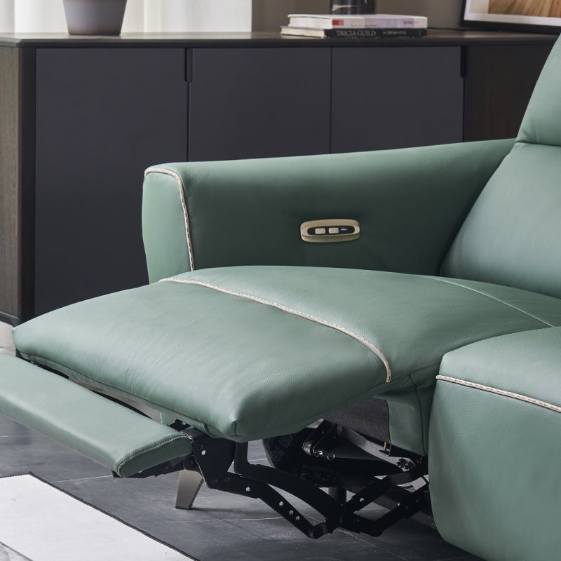 Peacock green sofa, bedroom and living room, leather comfort, Italian style, soft and modern-海智集-