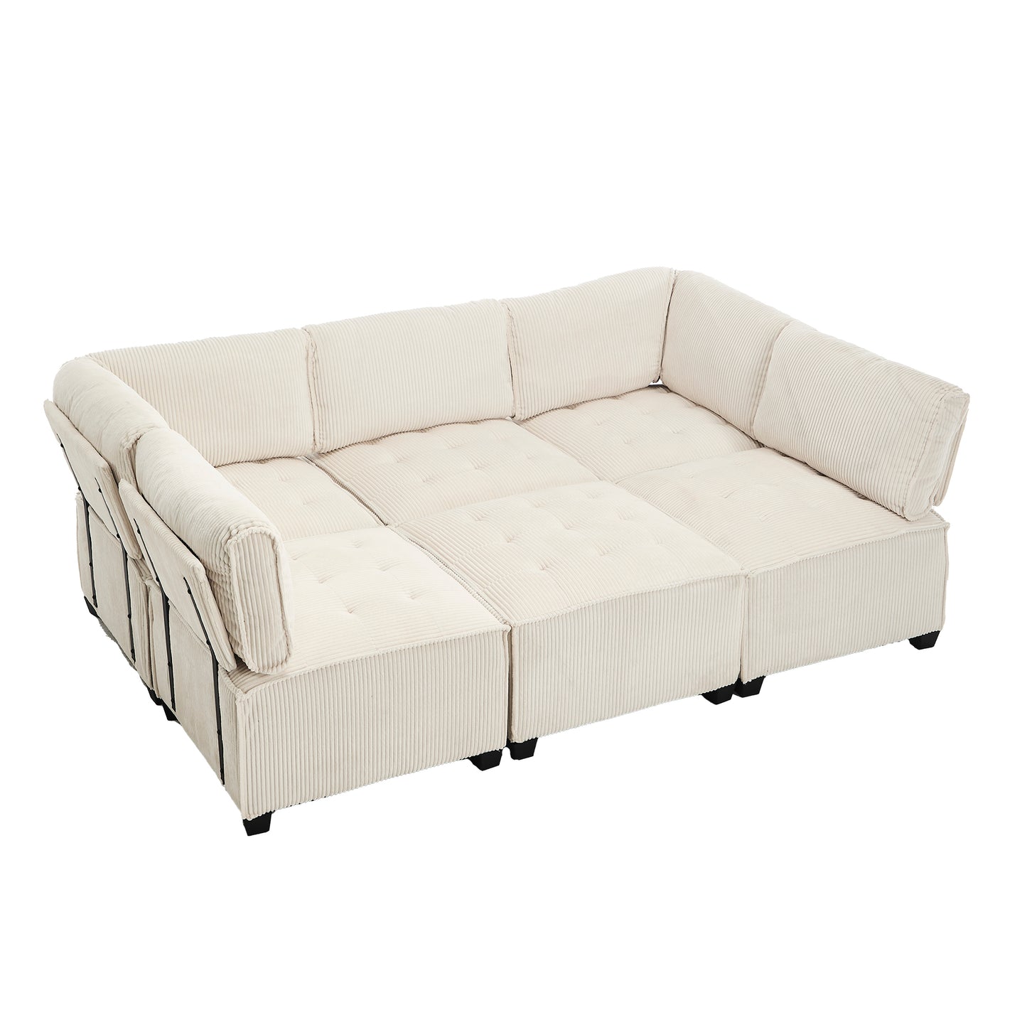 UNITED WE WIN Modular Sectional Sofa U Shaped Modular Couch with Reversible Chaise Modular Sofa Sectional Couch,6- Seat Convertible Sofa,Fit for Living Room-海智集-Default-