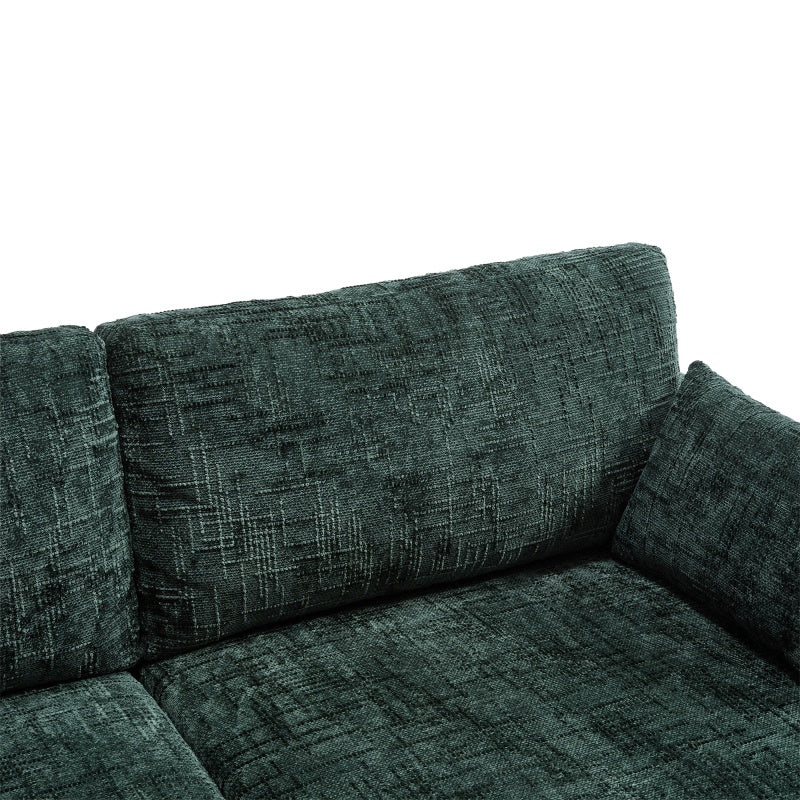 Modern Chenille 2-Seater Sofa with LED Light, USB Charging Port, and Storage Bag in Emerald-海智集-Default-