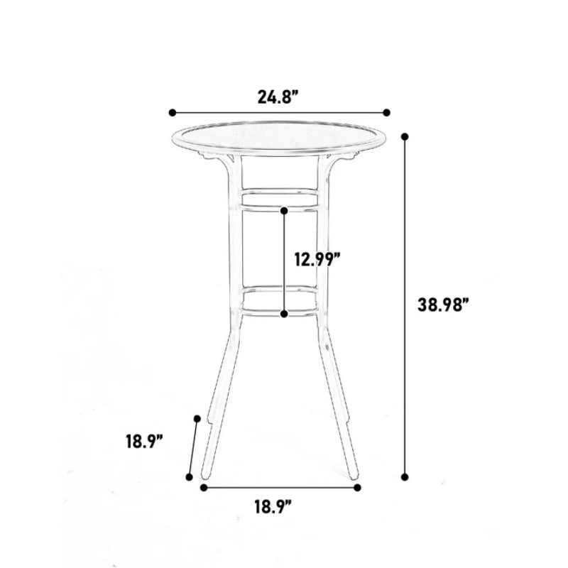 3pcs Outdoor Bar Set, Patio Bar Table and Chairs Set, Bar Height Patio Set - 2 x Swivel Bar Chairs , 1 x Round Bar Table(DPC Wood-Like)-Grey-海智集-Default-