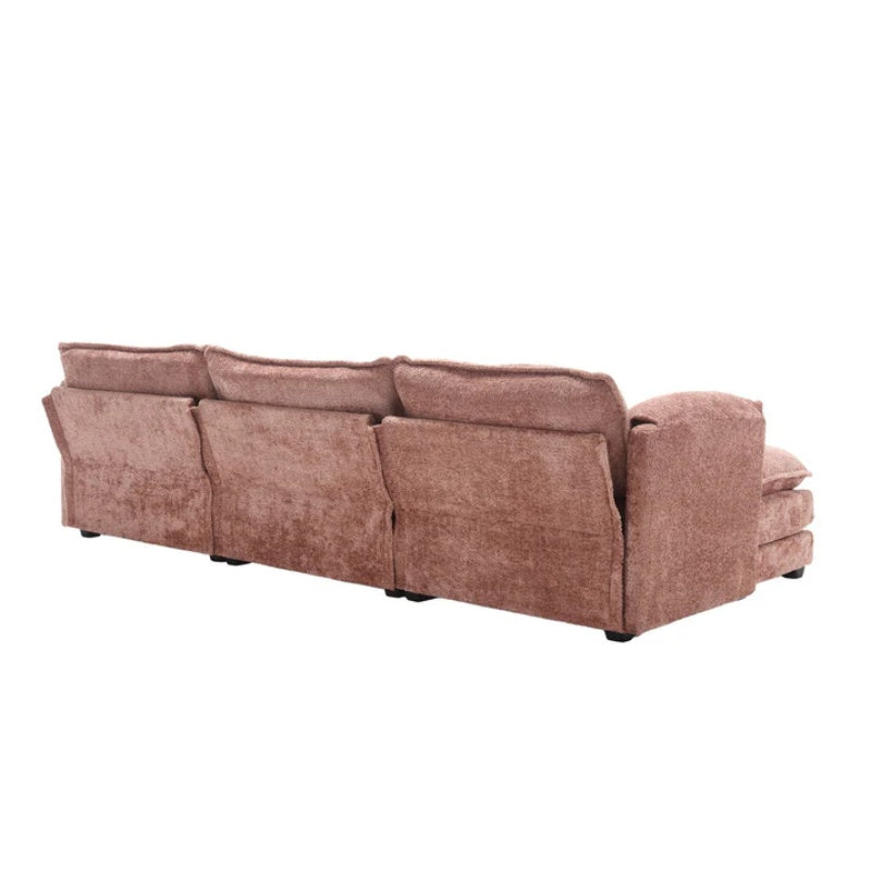 Modern Large L-Shape Sectional Chenille fabric, movable pedals, detachable armrests, oversized three-seat Sofa-海智集-Default-