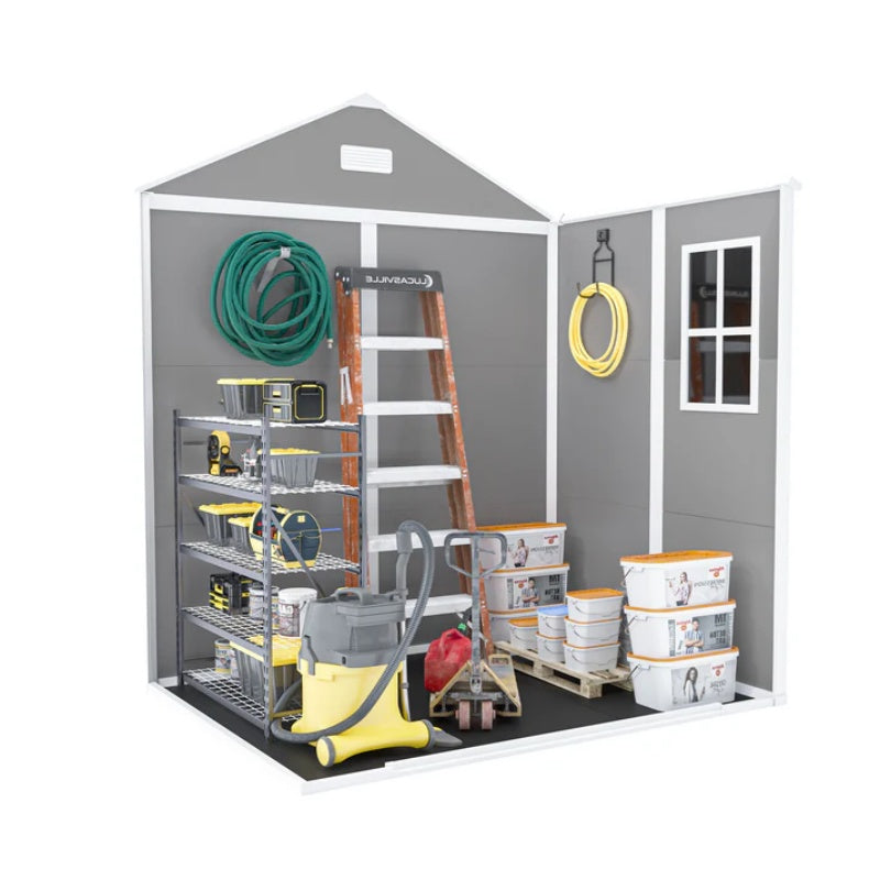 Campcraft 6*5ft resin storage shed, high quality pp material, strong structure, waterproof, rust and UV proof, large storage space, 12mm thick pp board, HD window lighting-海智集-Default-