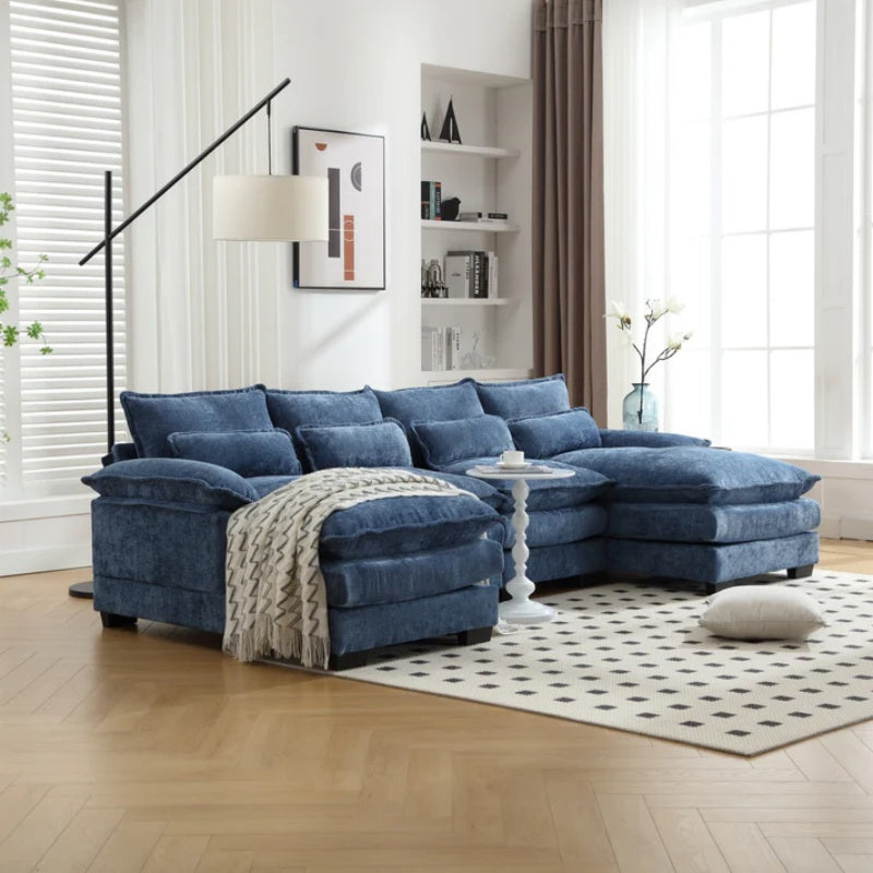 UNITED WE WIN Modern Large chenille Fabric U-Shape Sectional Sofa-海智集-Default-