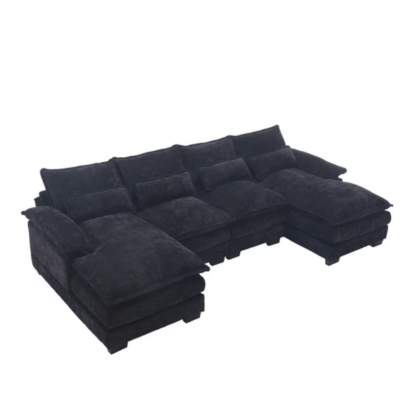 UNITED WE WIN Chenille, high quality sponge filling, solid wood frame, oversized four-seater, U-shaped combination sofa-海智集-Default-