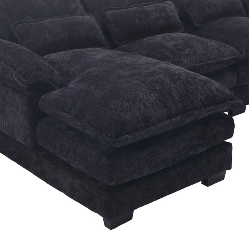 UNITED WE WIN Chenille, high quality sponge filling, solid wood frame, oversized four-seater, U-shaped combination sofa-海智集-Default-