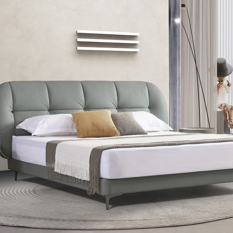 Jinxuan Series Jinxuan GINSON Leather Bed, Modern and simple Italian light Luxury high-end solid wood soft Package XF-16# (Including bed board but excluding bedside table)-海智集-