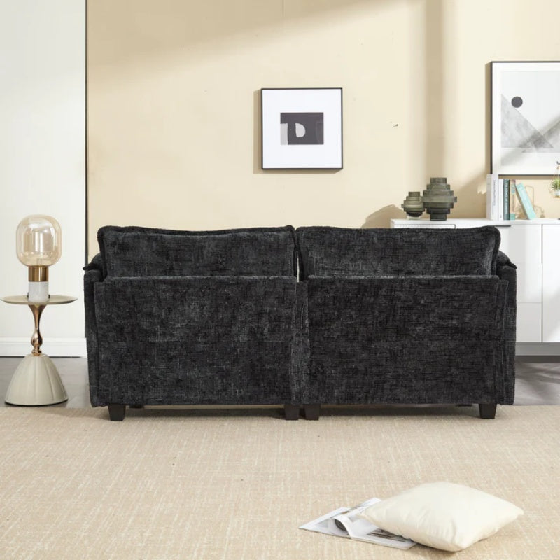 UNITED WE WIN Chenille fabric, solid construction, the overall structure of the sofa is stable, detachable armrests, two foot stools and two-seat sofa with side pockets-海智集-Default-