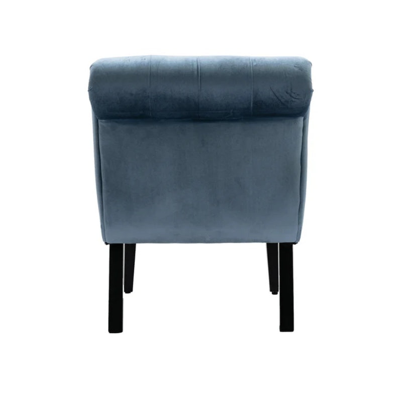 COOLMORE Modern Velvet Armless Accent Living Room Chair / Leisure Chair,Upholstered Fabric Button Comfortable Chair with Wooden Legs for Bedroom, Living Room, Office (Light Blue Velvet)-海智集-Default-