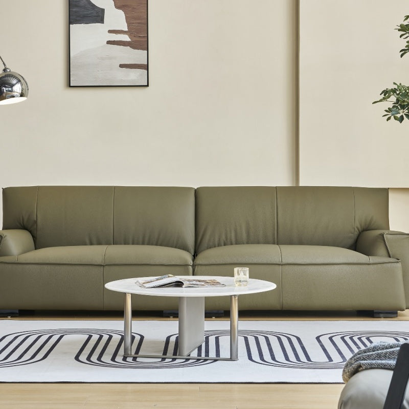 Leather Italian-style sofa, light luxury, four-seater, soft-海智集-