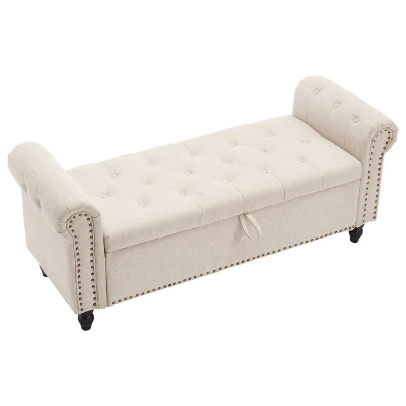 Coolmore Storage Ottoman 55.12 Inches Upholstered Fabric Storage Ottoman Bench,Button Tufted Ottoman with Storage for Living Room,Bedroom End of Bed Bench Withstands 275lbs-海智集-Default-