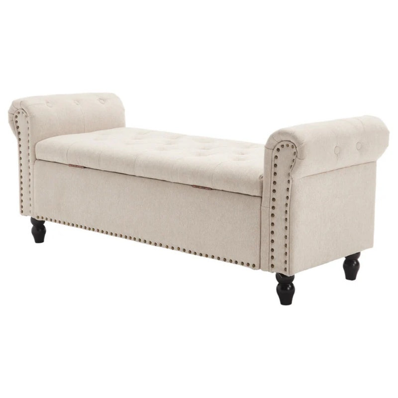 Coolmore Storage Ottoman 55.12 Inches Upholstered Fabric Storage Ottoman Bench,Button Tufted Ottoman with Storage for Living Room,Bedroom End of Bed Bench Withstands 275lbs-海智集-Default-