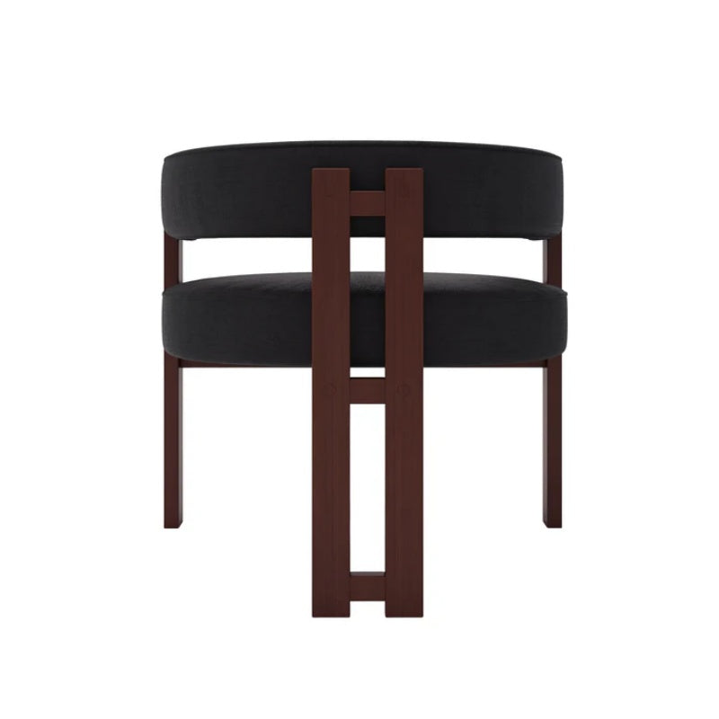 Modern Accent Chair Teddy Upholstered Armchair with Open Back 3 Legs Barrel Dining Chair Black-海智集-Default-