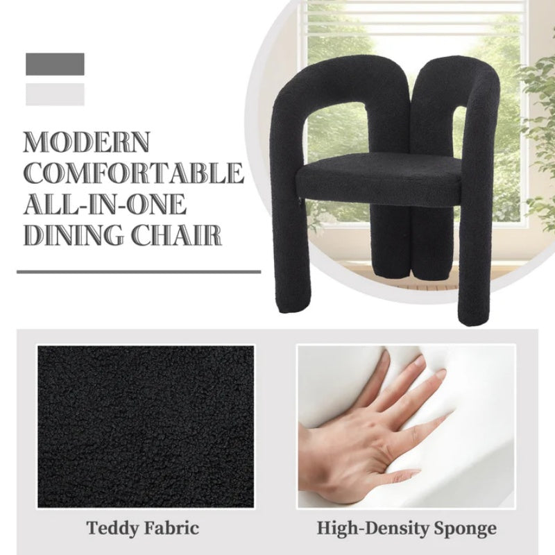 COOLMORE Contemporary Designed Teddy Fabric Upholstered Accent/Dining Chair, Black, Soft Velvet, 24'' x 20.5'' x 28''-海智集-Default-