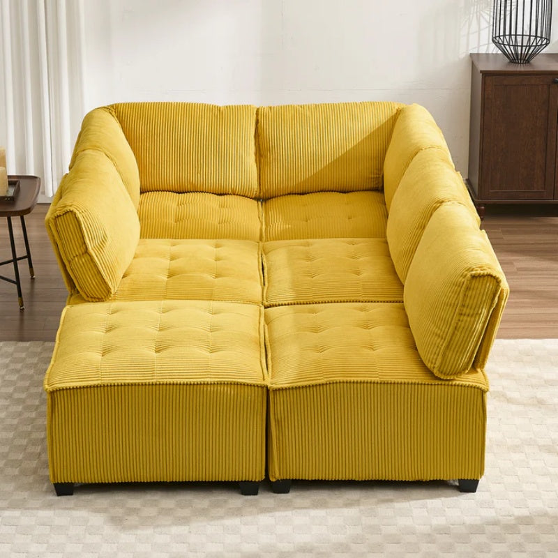 UNITED WE WIN Modular Sectional Sofa U Shaped Modular Couch with Reversible Chaise Modular Sofa Sectional Couch,6- Seat Convertible Sofa,Fit for Living Room-海智集-Default-