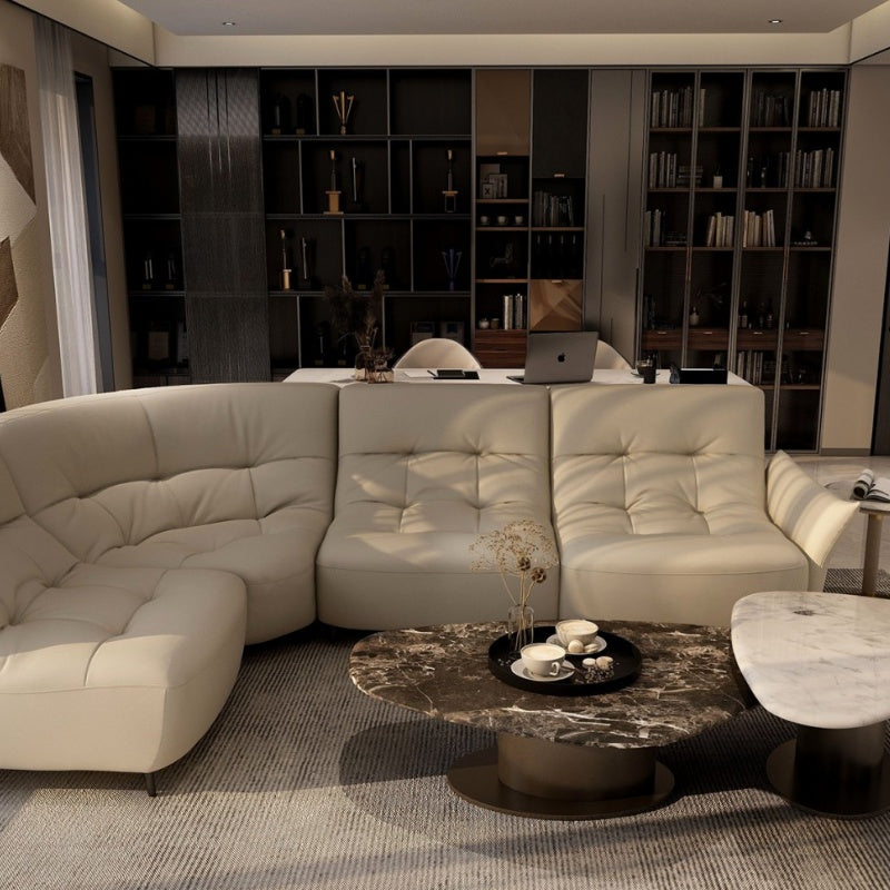 The light luxury leather sofa for the living room is a comfortable Italian soft and modern sofa-海智集-