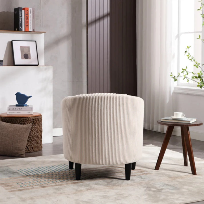 COOLMORE Living Room Accent Barrel Chair, Century Modern Style Decorative Chair, Armchair for Living Room with Thick Cushions and Pillows, Comfy Single Sofa Chair, Chair with Wooden Legs,Beige-海智集-Default-