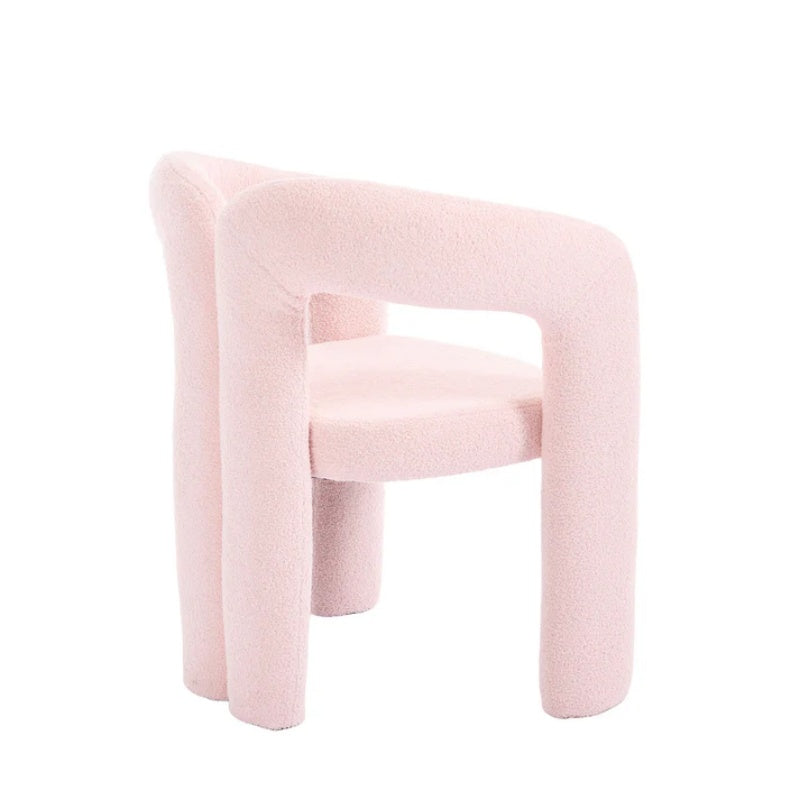COOLMORE Contemporary Designed Velvet Upholstered Accent/Dining Chair with Armrests in Pink Teddy-海智集-Default-
