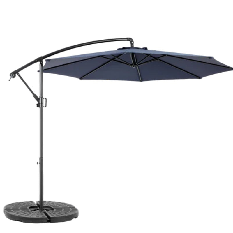 Best Choice Products 10ft Offset Hanging Market Patio Umbrella w/Easy Tilt Adjustment, Polyester Shade, 8 Ribs for Backyard, Poolside - (Navy blue )(No Base)-海智集-Default-