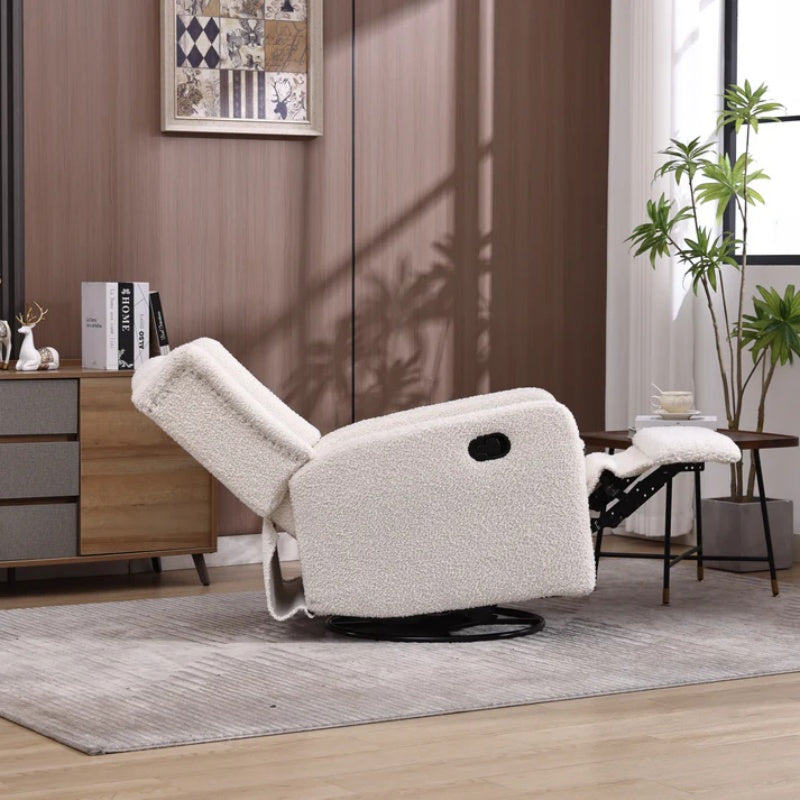 COOLMORE Rocking Recliner Chair,360 Degree Swivel Nursery Rocking Chair,Glider Chair,Modern Small Rocking Swivel Recliner Chair for Bedroom,Living Room Chair Home Theater Seat (White Teddy)-海智集-Default-