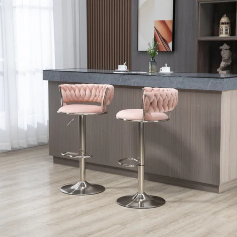 COOLMORE Swivel Bar Stools Set of 2 Adjustable Counter Height Chairs with Footrest for Kitchen, Dining Room 2PC/SET-海智集-Default-