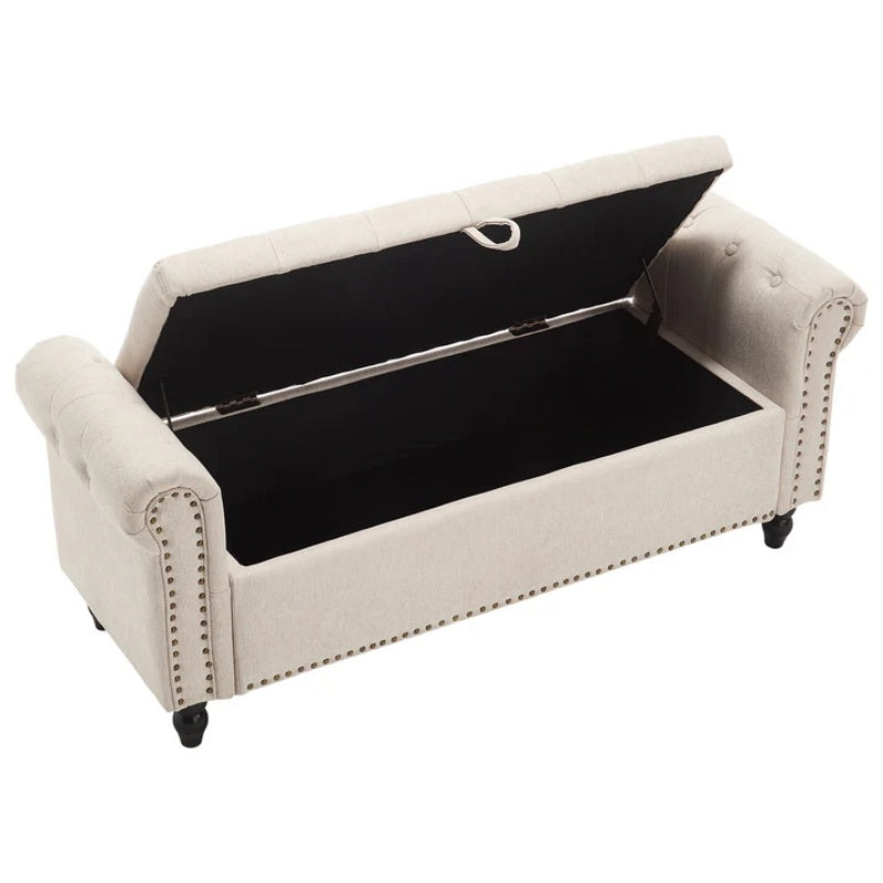 Coolmore Storage Ottoman 55.12 Inches Upholstered Fabric Storage Ottoman Bench,Button Tufted Ottoman with Storage for Living Room,Bedroom End of Bed Bench Withstands 275lbs-海智集-Default-