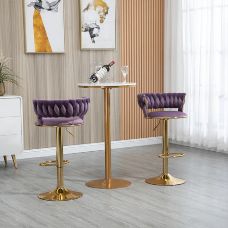 COOLMORE Swivel Bar Stools Set of 2 Adjustable Counter Height Chairs with Footrest for Kitchen, Dining Room 2PC/SET-海智集-Default-