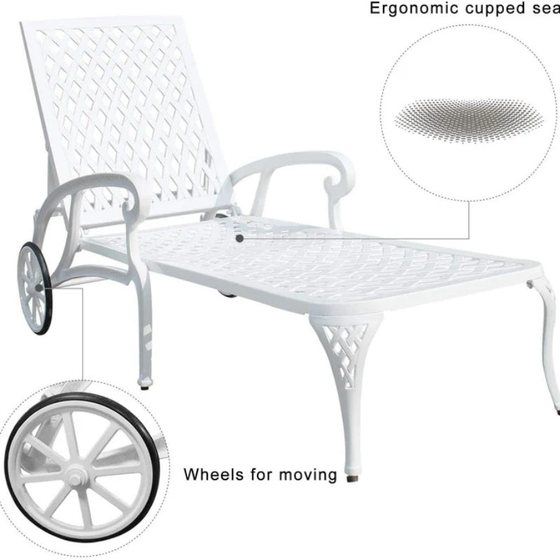 Aluminium Cast lounge chair 1pcs white-海智集-Default-