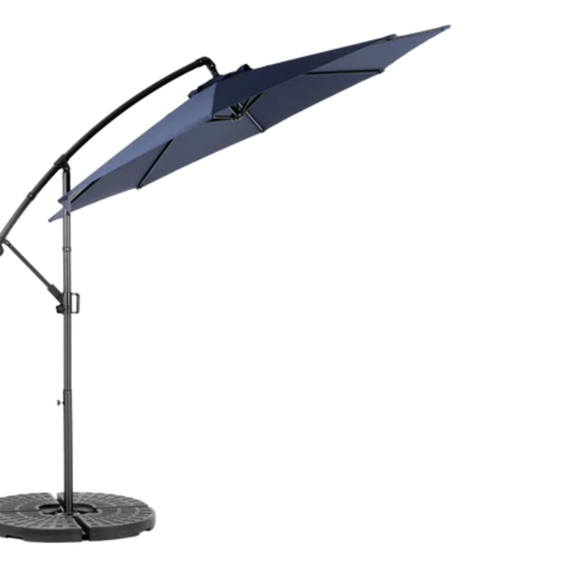 Best Choice Products 10ft Offset Hanging Market Patio Umbrella w/Easy Tilt Adjustment, Polyester Shade, 8 Ribs for Backyard, Poolside - (Navy blue )(No Base)-海智集-Default-