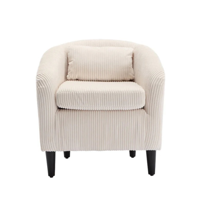 COOLMORE Living Room Accent Barrel Chair, Century Modern Style Decorative Chair, Armchair for Living Room with Thick Cushions and Pillows, Comfy Single Sofa Chair, Chair with Wooden Legs,Beige-海智集-Default-