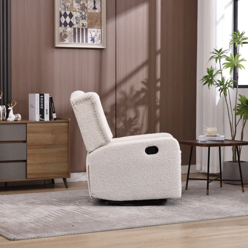 COOLMORE Rocking Recliner Chair,360 Degree Swivel Nursery Rocking Chair,Glider Chair,Modern Small Rocking Swivel Recliner Chair for Bedroom,Living Room Chair Home Theater Seat (White Teddy)-海智集-Default-