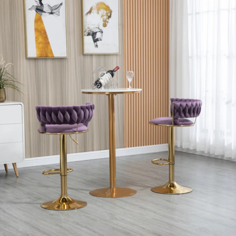 COOLMORE Swivel Bar Stools Set of 2 Adjustable Counter Height Chairs with Footrest for Kitchen, Dining Room 2PC/SET-海智集-Default-