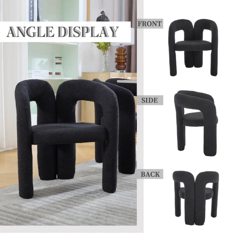 COOLMORE Contemporary Designed Teddy Fabric Upholstered Accent/Dining Chair, Black, Soft Velvet, 24'' x 20.5'' x 28''-海智集-Default-