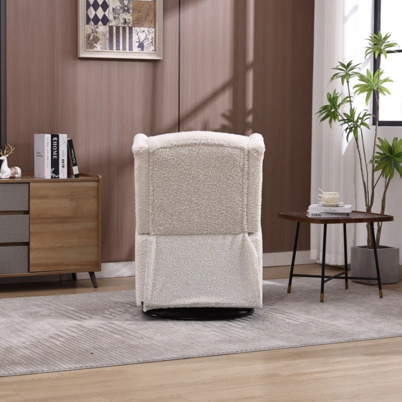 COOLMORE Rocking Recliner Chair,360 Degree Swivel Nursery Rocking Chair,Glider Chair,Modern Small Rocking Swivel Recliner Chair for Bedroom,Living Room Chair Home Theater Seat (White Teddy)-海智集-Default-