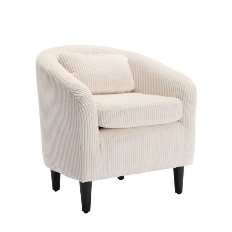 COOLMORE Living Room Accent Barrel Chair, Century Modern Style Decorative Chair, Armchair for Living Room with Thick Cushions and Pillows, Comfy Single Sofa Chair, Chair with Wooden Legs,Beige-海智集-Default-