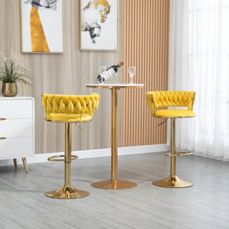 COOLMORE Swivel Bar Stools Set of 2 Adjustable Counter Height Chairs with Footrest for Kitchen, Dining Room 2PC/SET-海智集-Default-