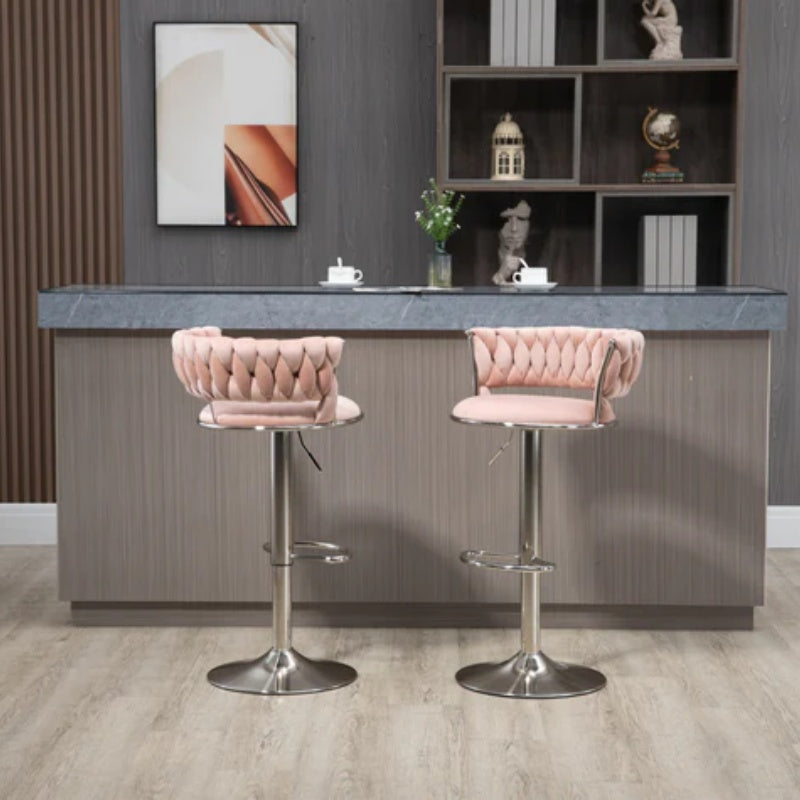 COOLMORE Swivel Bar Stools Set of 2 Adjustable Counter Height Chairs with Footrest for Kitchen, Dining Room 2PC/SET-海智集-Default-