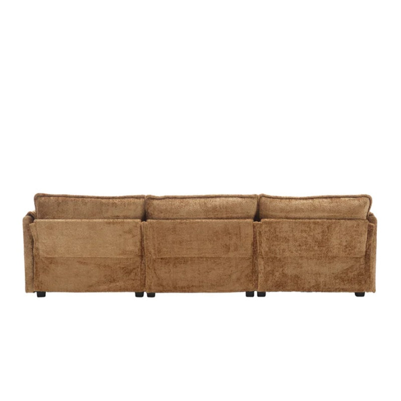 Modern Large L-Shape Sectional Chenille fabric, movable pedals, detachable armrests, oversized three-seat Sofa-海智集-Default-