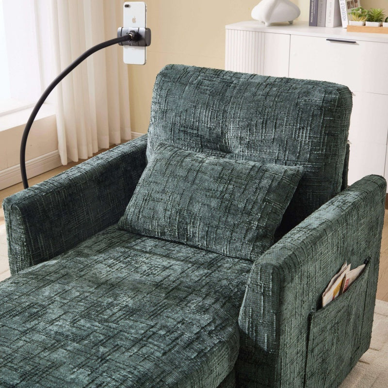 Multifunctional Recliner Sofa with Storage and Cell Phone Stand in Chenille for Living Room and Bedroom-海智集-Default-