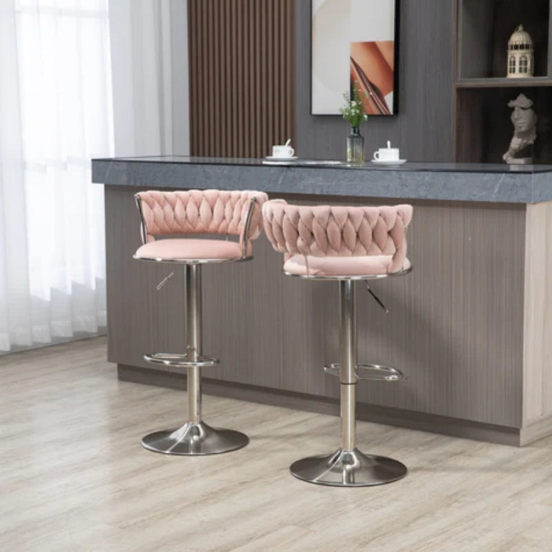 COOLMORE Swivel Bar Stools Set of 2 Adjustable Counter Height Chairs with Footrest for Kitchen, Dining Room 2PC/SET-海智集-Default-