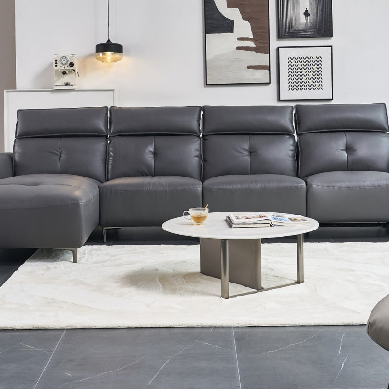 The black genuine leather Italian-style sofa is a light luxury four-seater, soft and easy to clean-海智集-
