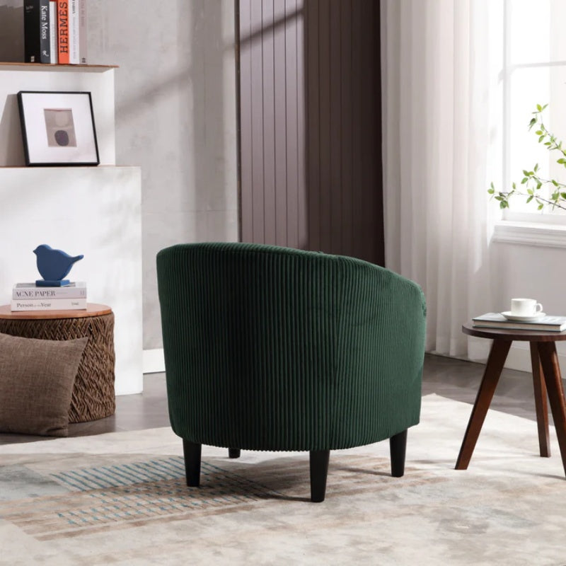 COOLMORE Living Room Accent Barrel Chair, Century Modern Style Decorative Chair, Armchair for Living Room with Thick Cushions and Pillows, Comfy Single Sofa Chair, Chair with Wooden Legs-海智集-Default-