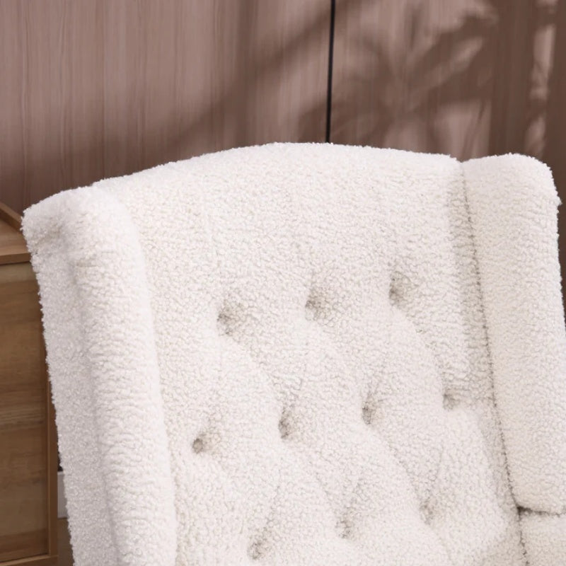 COOLMORE Rocking Recliner Chair,360 Degree Swivel Nursery Rocking Chair,Glider Chair,Modern Small Rocking Swivel Recliner Chair for Bedroom,Living Room Chair Home Theater Seat (White Teddy)-海智集-Default-