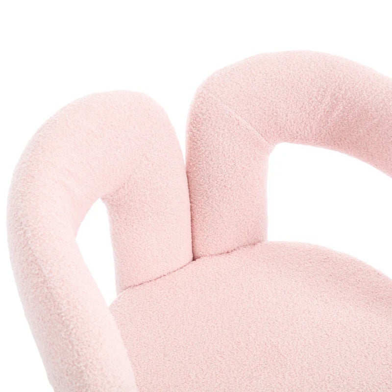 COOLMORE Contemporary Designed Velvet Upholstered Accent/Dining Chair with Armrests in Pink Teddy-海智集-Default-
