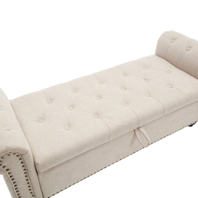 Coolmore Storage Ottoman 55.12 Inches Upholstered Fabric Storage Ottoman Bench,Button Tufted Ottoman with Storage for Living Room,Bedroom End of Bed Bench Withstands 275lbs-海智集-Default-