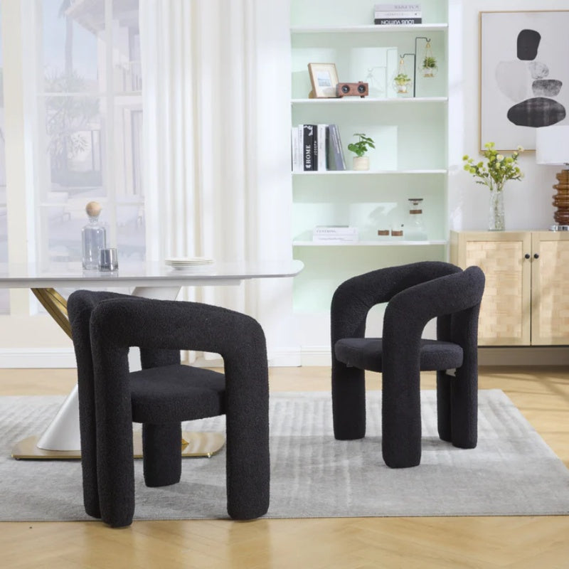COOLMORE Contemporary Designed Teddy Fabric Upholstered Accent/Dining Chair, Black, Soft Velvet, 24'' x 20.5'' x 28''-海智集-Default-