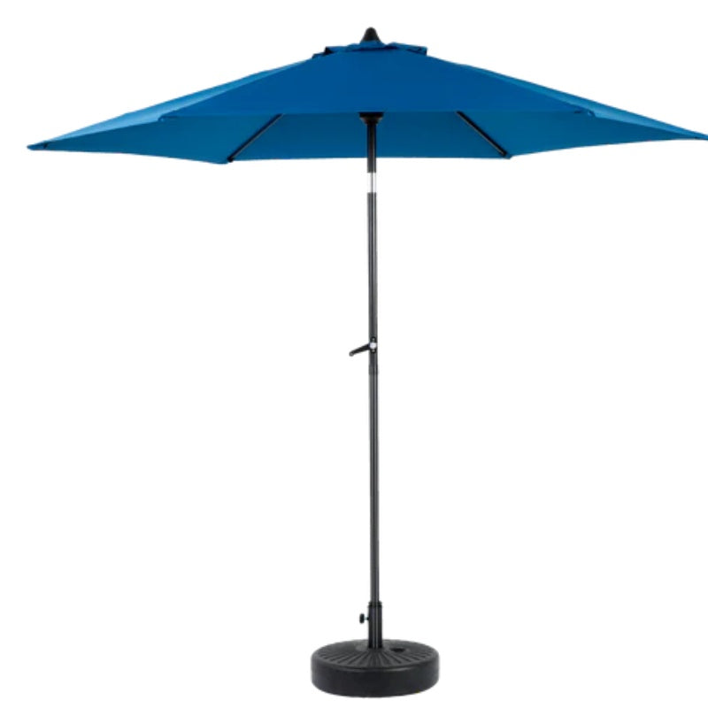 9FT Outdoor Patio Umbrella Outdoor Table Umbrella with Push Button Tilt and Crank, Market Umbrella 6 Sturdy Ribs , Deck, Backyard, Pool (Base Not Included) - ( Dark blue )-海智集-Default-